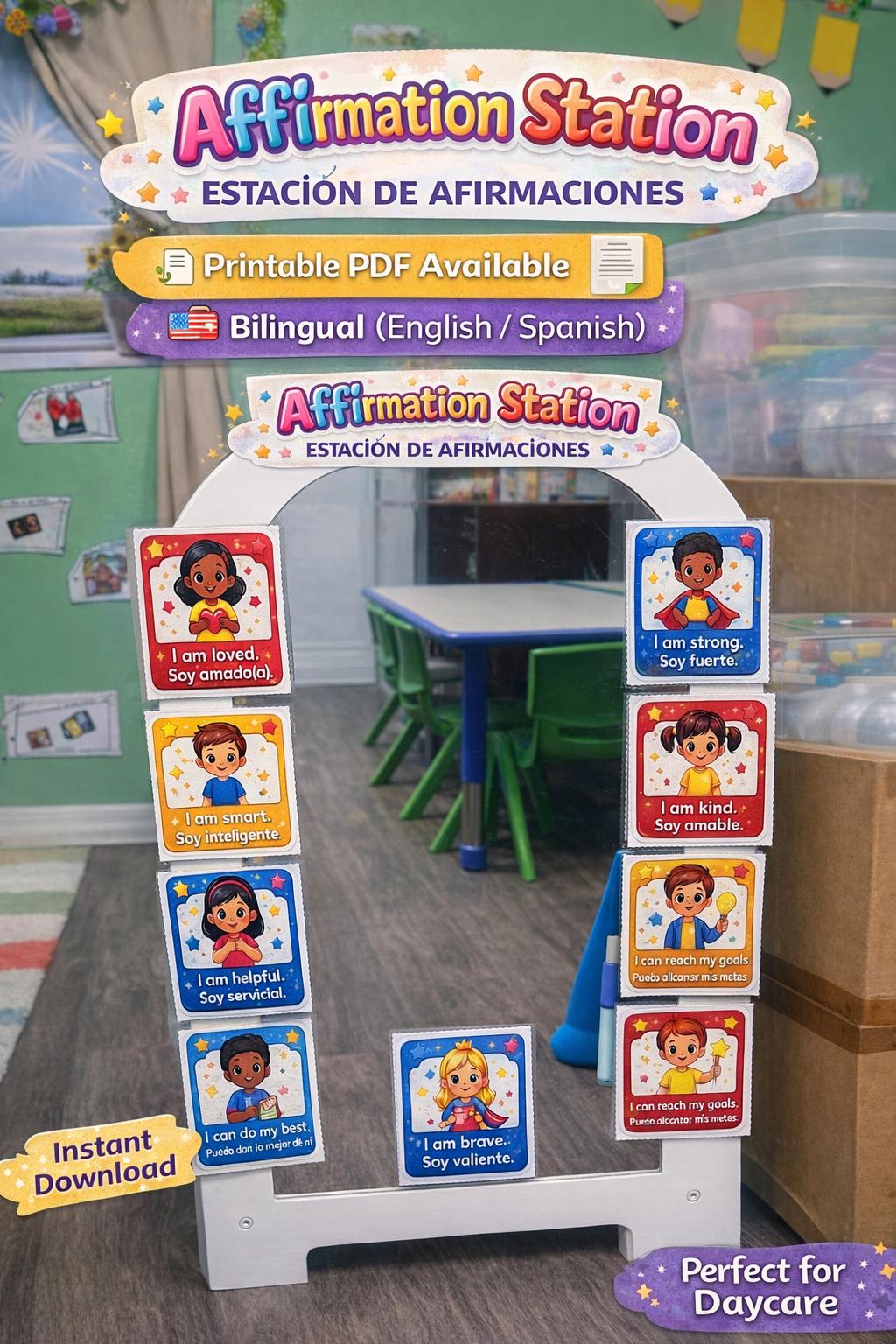 Affirmation Station Bilingüe en colores Brillantes (PDF Digital)